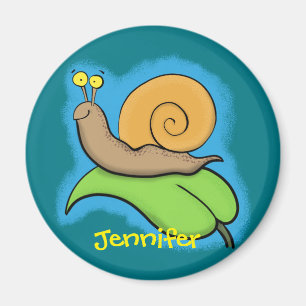 Joli escargot coloré sur un aimant feuille