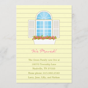 Joli Faire-part de déplacement de fenêtre