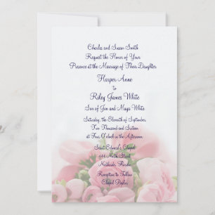 Joli Faire-part de mariage de Bouquet Roses Roses 