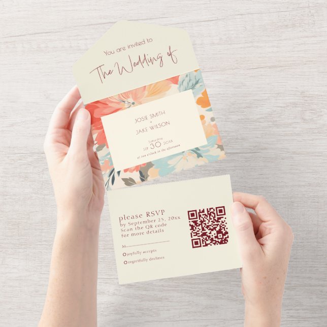 Joli faire-part de mariage de fleurs pastel et RSV (Déchirure)
