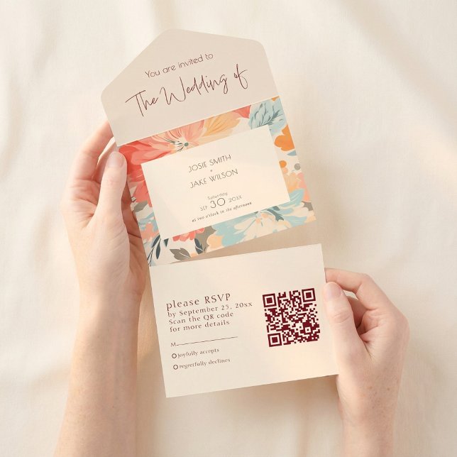 Joli faire-part de mariage de fleurs pastel et RSV (Pretty pastel flowers wedding invitation and RSVP.)