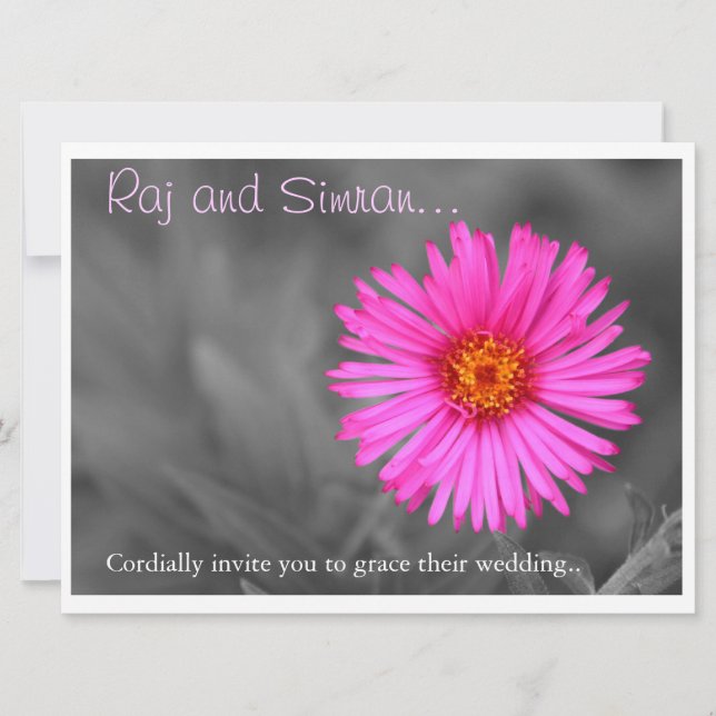 Joli Faire-part de mariage de fleurs roses (Devant)