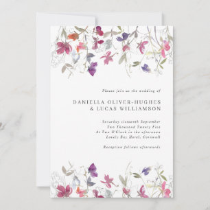 Joli Faire-part de mariage de pois doux pourpre