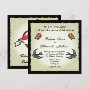 Joli Faire-part de mariage de tatouage