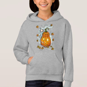 Joli fantôme et citrouille d'Halloween avec chat