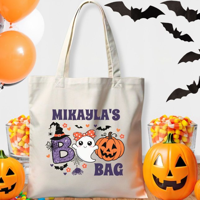 Joli Fantôme Halloween Tricoter Ou Treat Boo Sac (Halloween Trick or Treat Boo Bag)