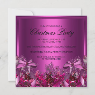 Joli feuillage rose & Bow Invitation de fête de No