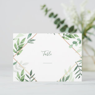 Joli feuilles verts Carte de numéro de table simpl