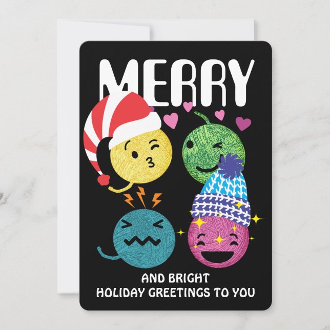 Joli fil émoji tricot crochet carte de Noël (Devant)