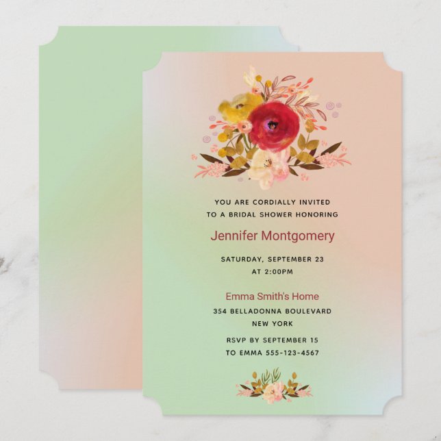 Joli Fleur sauvage  Fête des mariées Invitation (Devant / Derrière)