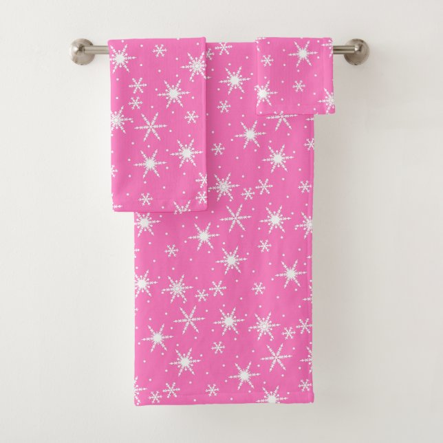 Joli Flocon de neige blanc décoratif Hot rose Noël (En situation)