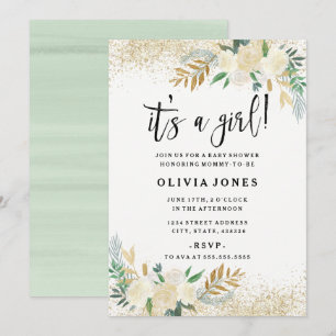 Joli Floral c'est une fille Baby shower Invitation