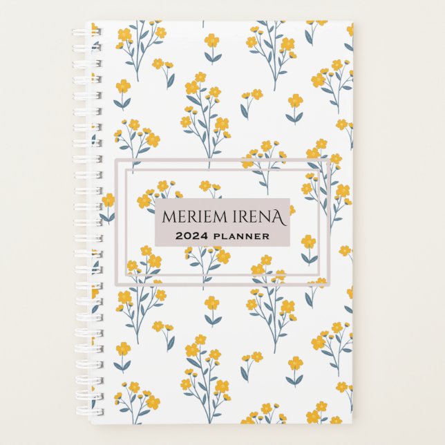 joli floral élégant cool calendrier planner2024 (Devant)