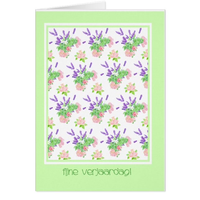 Joli Floral néerlandais langue salut Anniversaire (Devant)