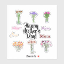Joli floral Stickers Fête des Mères +Maman Noms