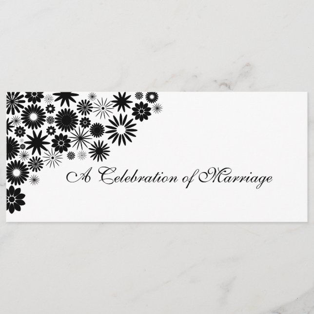 Joli Florals Programme de mariage noir (Devant)