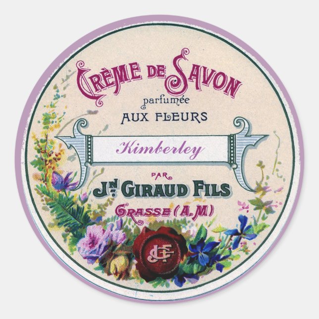 Joli Français Vintage Savon Étiquette personnalisé (Devant)