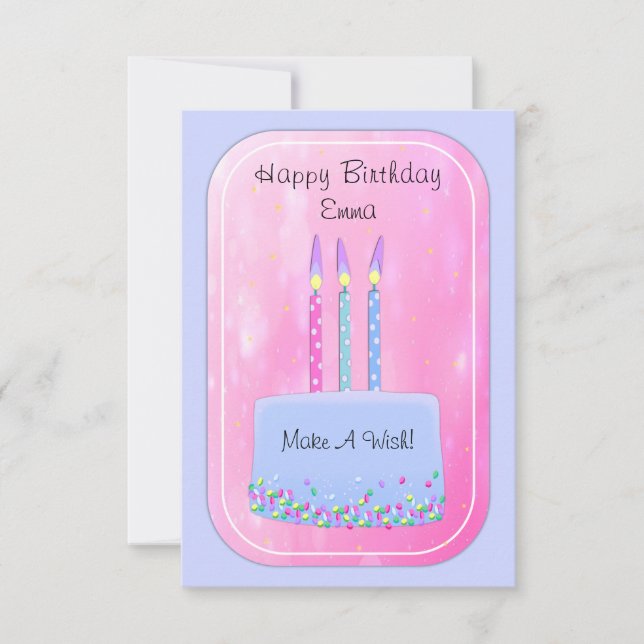 Joli gâteau d'anniversaire avec carte aux bougies (Devant)