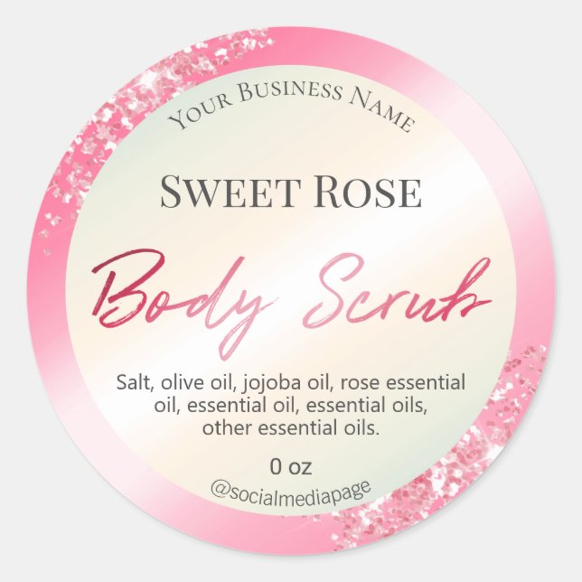 Joli Glam rose Parties scintillant  Étiquettes (Devant)