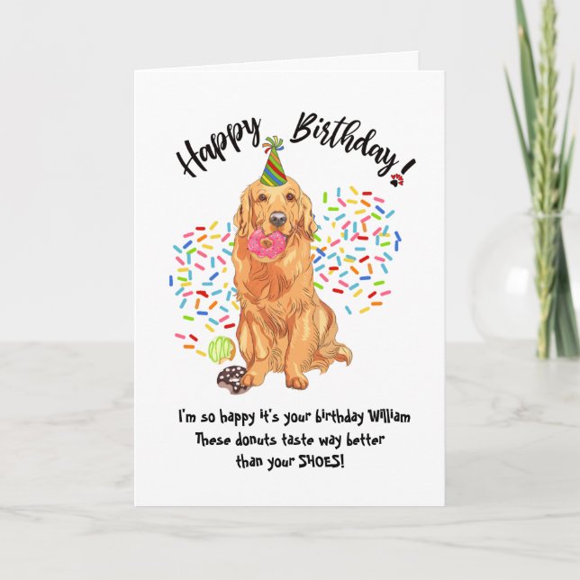 Joli Golden Retriever Chien animal Carte d'anniver (Devant)