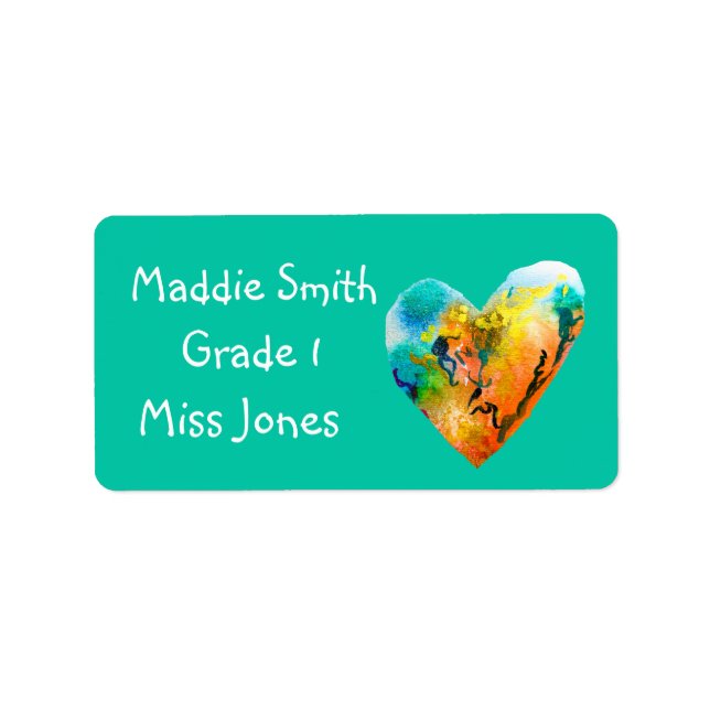 Joli graffiti coeur enfants réserver étiquette (Devant)