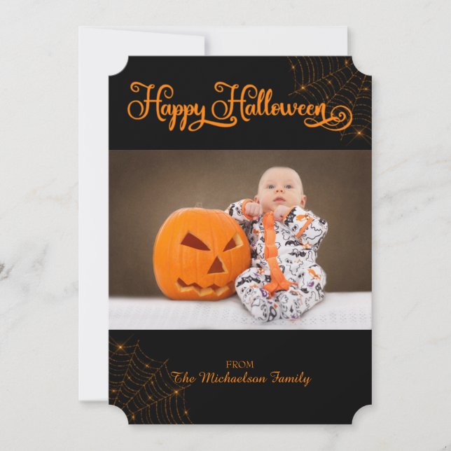 Joli Halloween Bokeh Cobwebs Carte photo (Devant)
