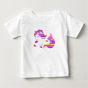 Joli haut licorne rayé violet et rose