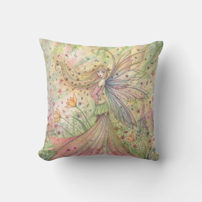 Joli Jardin Fleur Fée Jaillissant Oreiller (Recto)