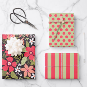 Joli jeu de papier d'enveloppement Fleur sauvage