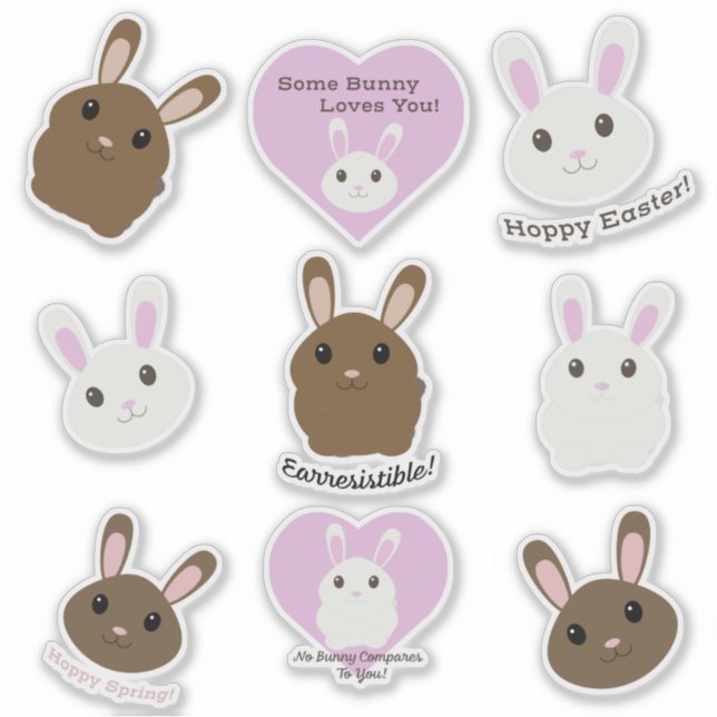 Joli jeu de stickers Bunnies Pâques (Devant)