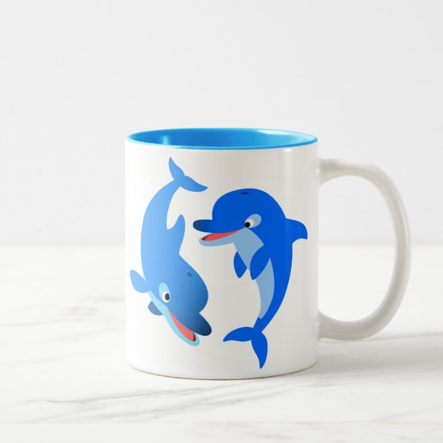 Joli Jouer Cartoon Dolphins Mug (Droit)