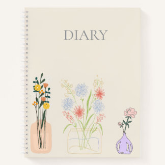 Joli journal intime aquarelle florale rose personn