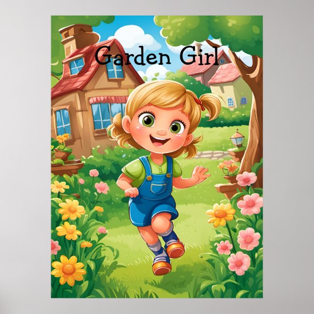 Joli Joyeux Joyeux Jardin Girl AI Poster (Devant)