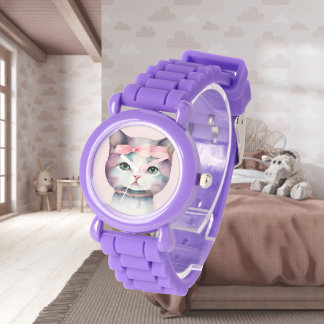 Joli Kitty avec Bow rose Montre électronique