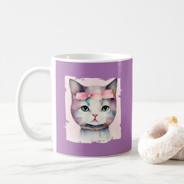 Joli Kitty Avec Mug De Bow Rose (Avec donut)