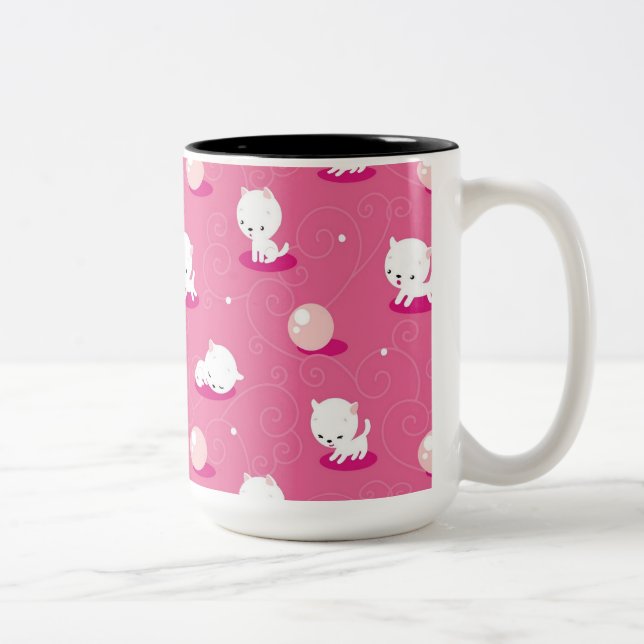 Joli Kitty Rose Kittens Motif Café Mug (Droit)