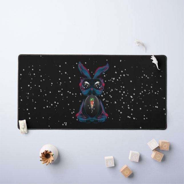 Joli lapin aux yeux Starlight en Pose de Yoga (Tableau pour enfants)