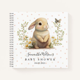 Joli lapin avec Baby shower papillon Livre d'or