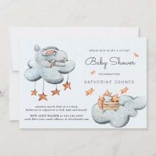 Joli lapin dans les nuages Baby shower Invitation