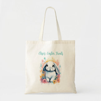 Joli lapin d'aquarelle Floral Oeuf de Pâques sac c