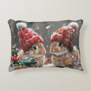 Joli lapin de Noël Coussin de décoration de fête 