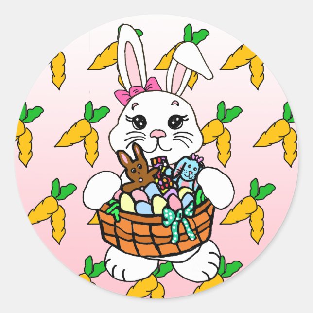 Joli lapin de Pâques avec Stickers Panier (Devant)