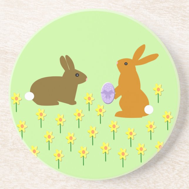 Joli lapin de Pâques et Dessous de verre de jonqui (Devant)