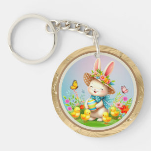 Joli lapin de Pâques et joyeuses fleurs de printem