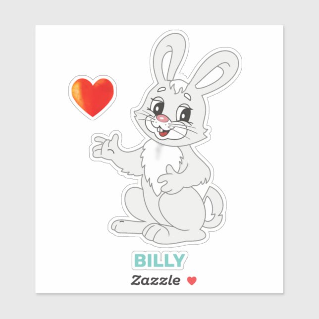 Joli lapin de Pâques et Sticker de Coeur (Feuille)
