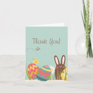 Joli lapin et Oeufs de Pâques Carte de remerciemen