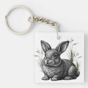 Joli lapin gris parmi les herbes