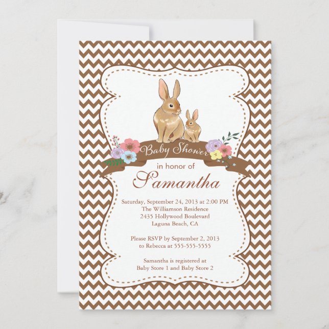 Joli lapin lapin Baby Shower Invitations (Devant)