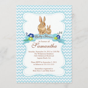 Joli lapin lapin garçon bébé douche Invitations