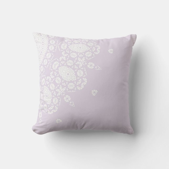 Joli Lilac Motif Lace Blanche Jeu Oreiller (Recto)